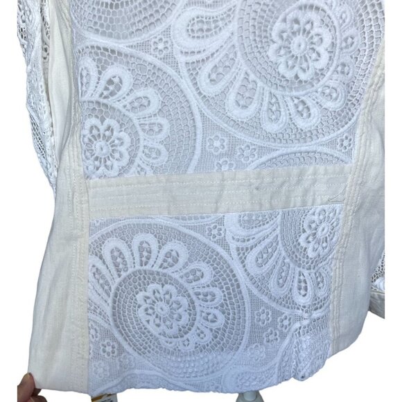 INC International Concepts Women's Jacket Sz 3X Cotton Linen Lace Insets White - Picture 4 of 13